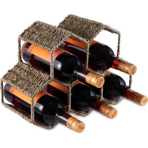 Seagrass and Metal Wine Rack
